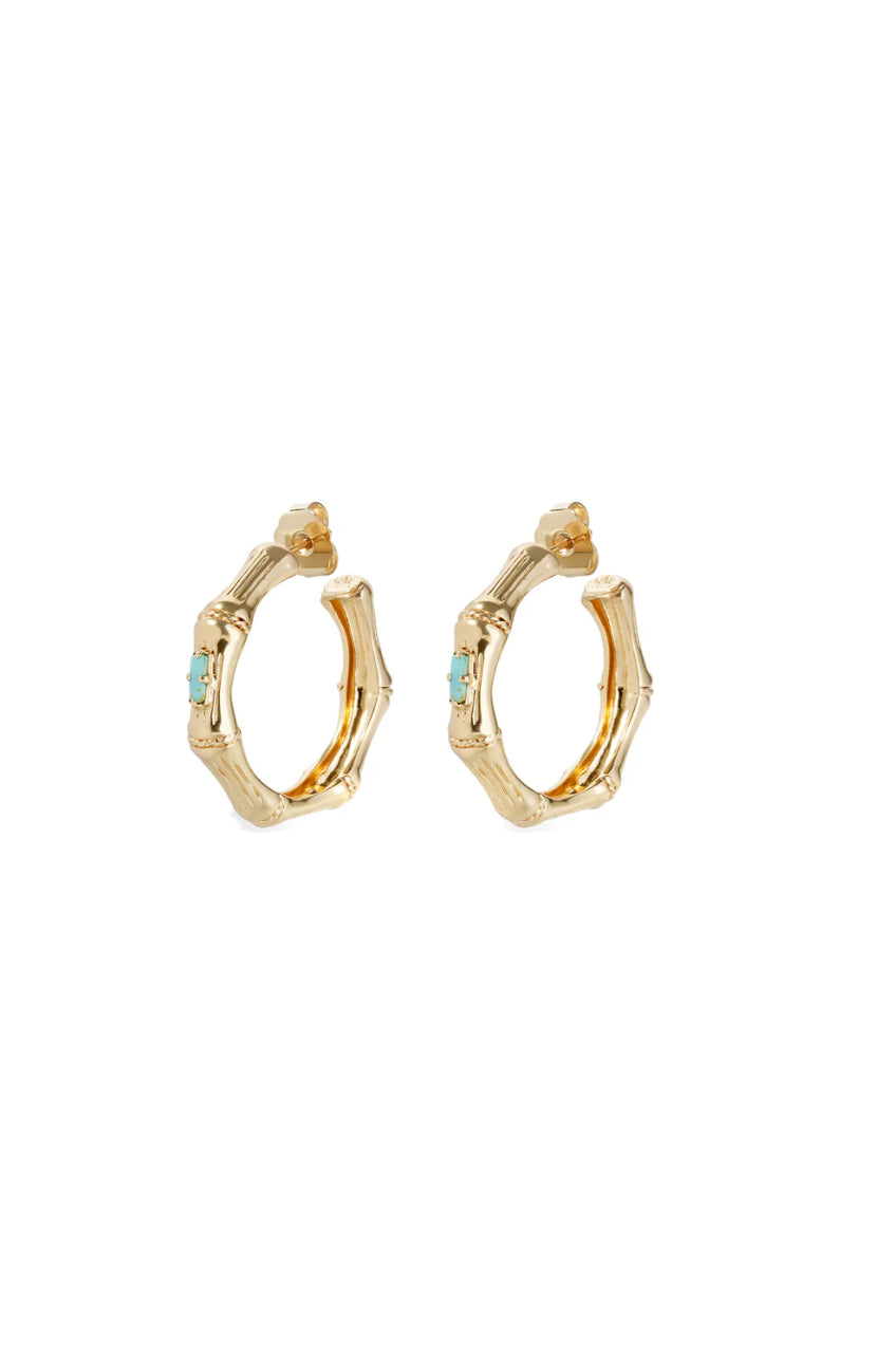 GAS BIJOUX : Gold Hoops With Blue - Earrings