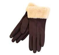 TAYLOR HILL : Faux Fur Chocolate Double Layer - Gloves