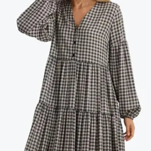 THE SHANTY CORPORATION : Isabella Natural Black Check - Dress