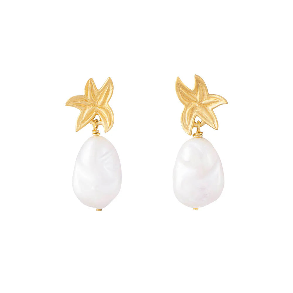 FAIRLEY : Starfish Pearl Drop - Earrings