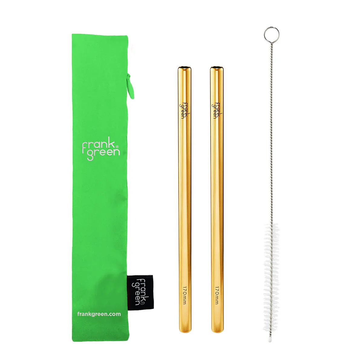 FRANK GREEN : 170mm Reusable Straw Pack - Neon Green