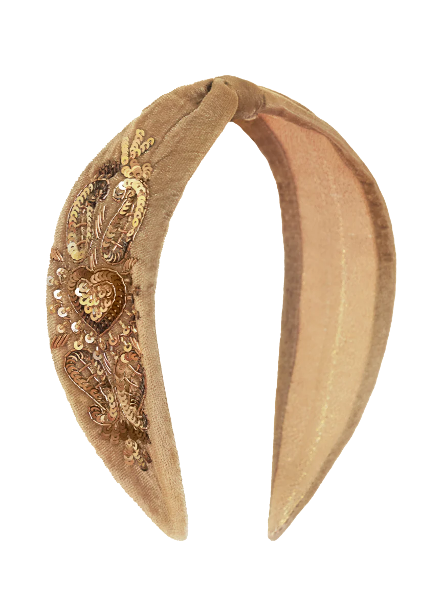POWDER : Velvet Embellished Beige - Headband