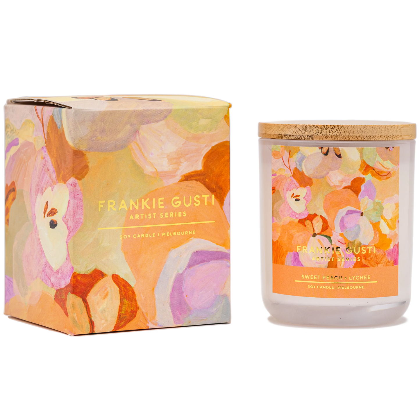 FRANKIE GUSTI : Soy Candle - Sweet Peach & Lychee