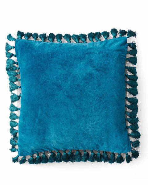 KIP & CO : Cushion - Lagoon Teal Velvet Tassel