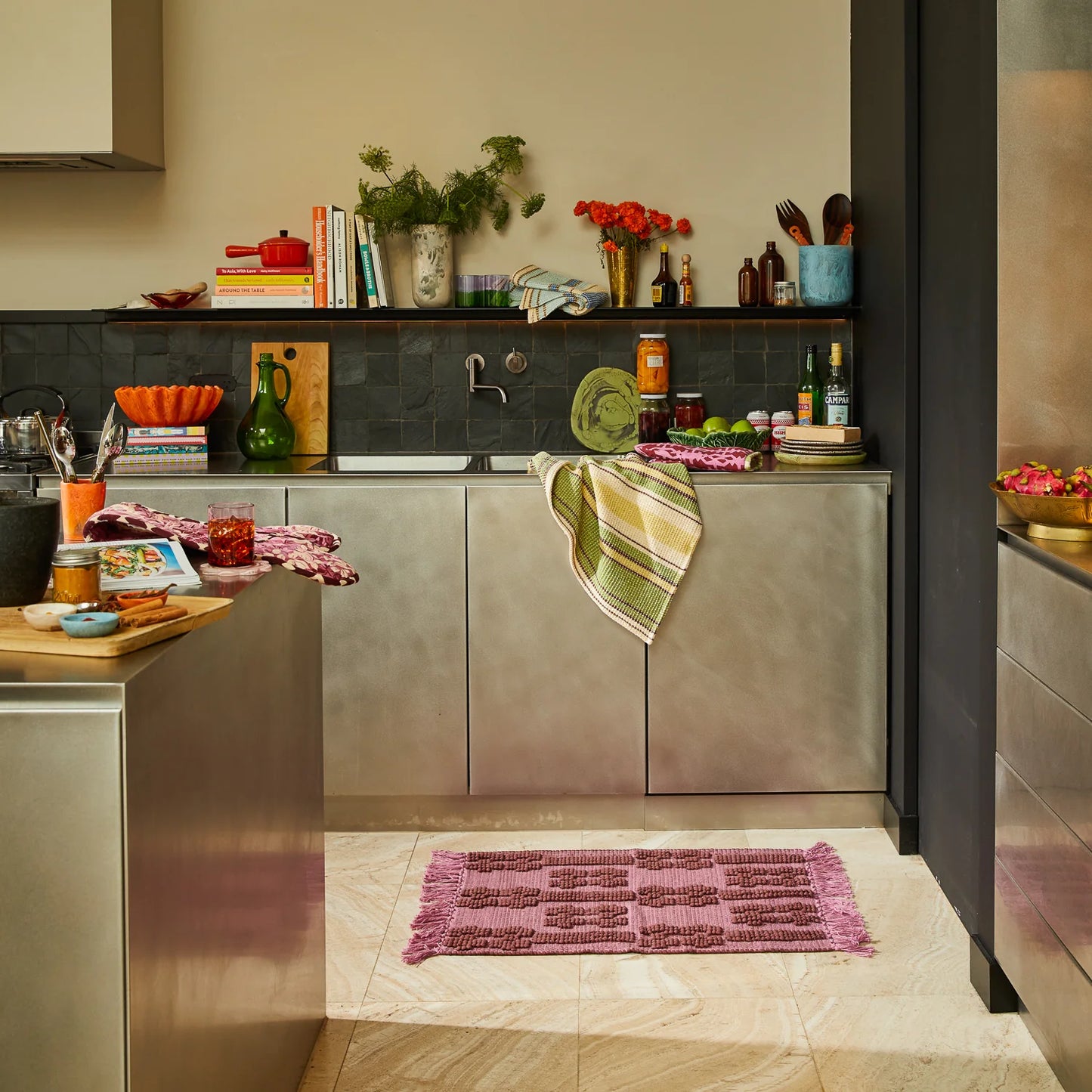 SAGE x CLARE : Ishani Stripe Tea Towel - Palm