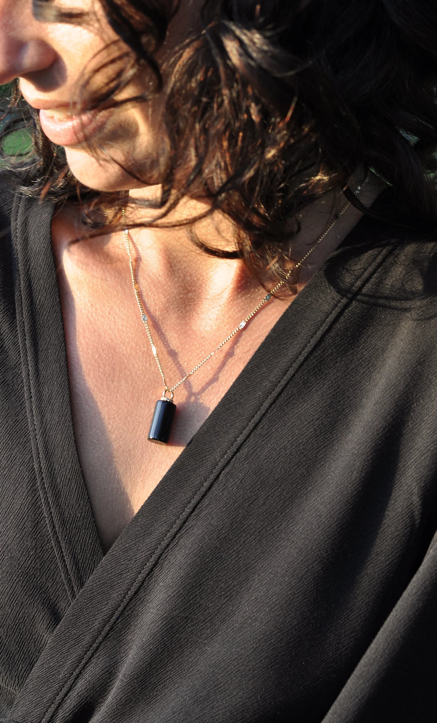 TUNIK : Message in a Bottle Onyx Charm - Necklace