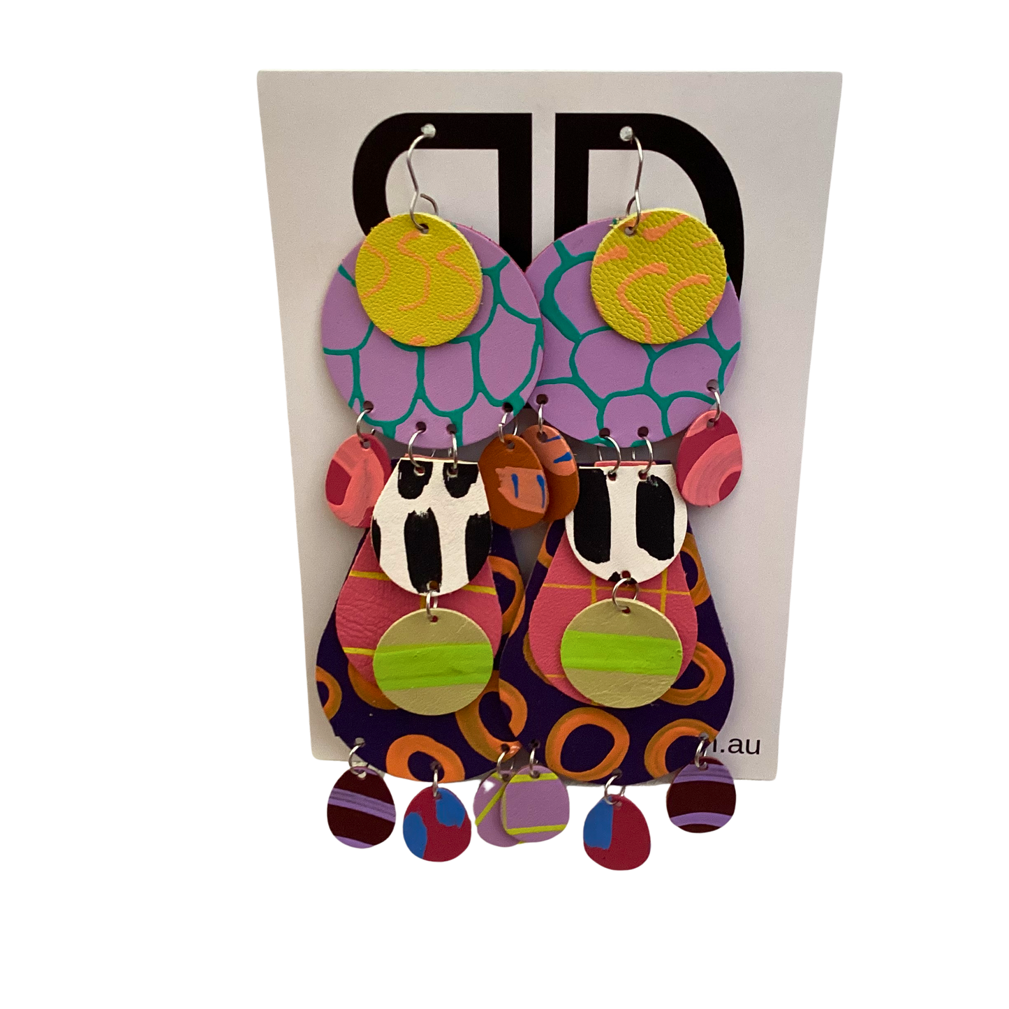 BRONWYN DAVID - Abstract Large - Handmade Painted Leather Earrings