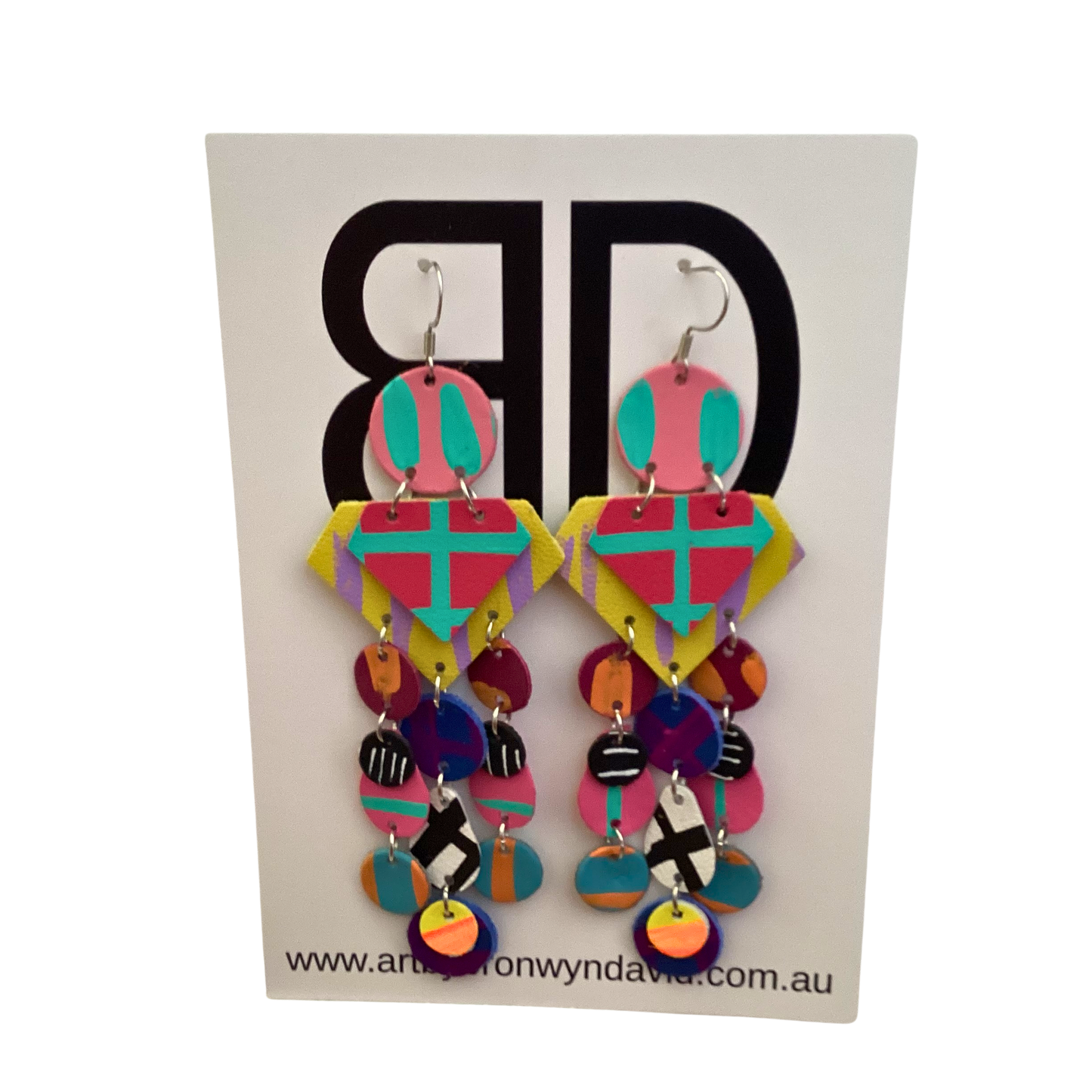 BRONWYN DAVID - Raindrops - Handmade Painted Leather Earrings