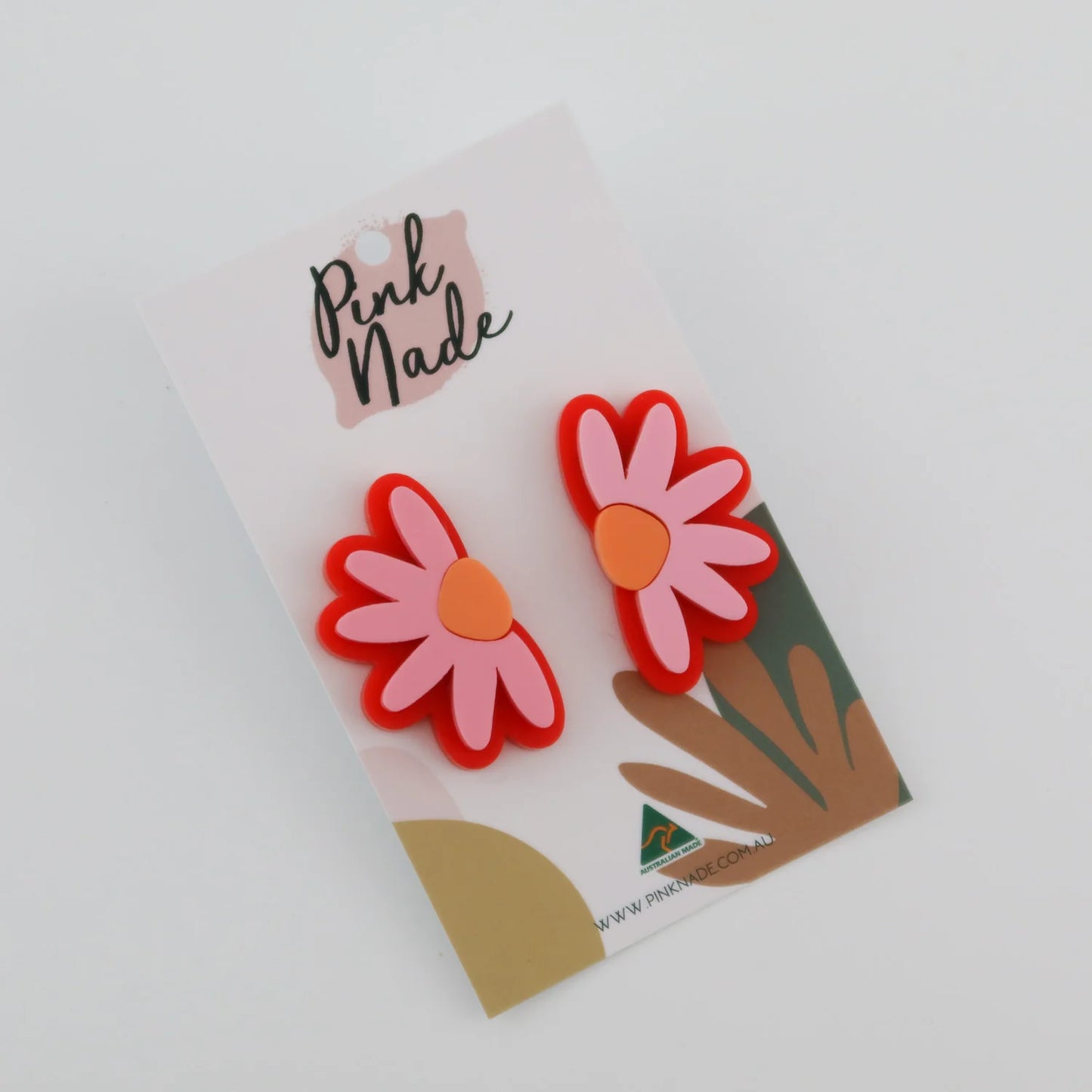 PINK NADE: Ella Statement Red/Orange Clip On - Earrings