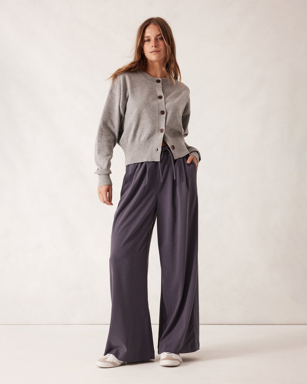 CERES LIFE : Soft Crew Cardi - Grey Marle