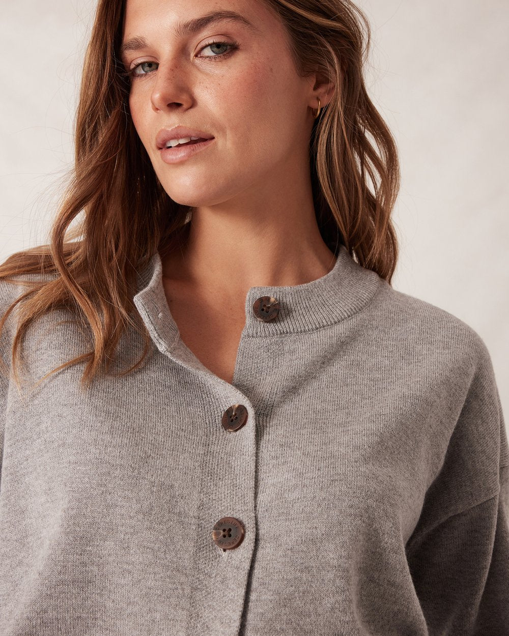 CERES LIFE : Soft Crew Cardi - Grey Marle