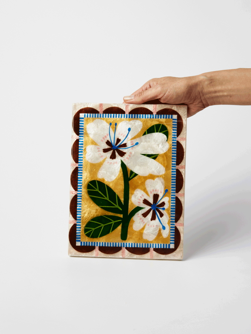 JONES & CO : Bloom Nouveau White Rectangle - Wall Art