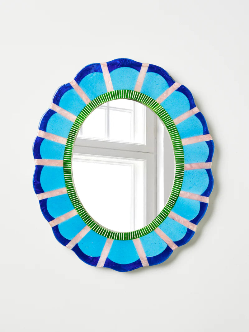 JONES & CO : Bloom Nouveau Blue Mirror - Wall Art