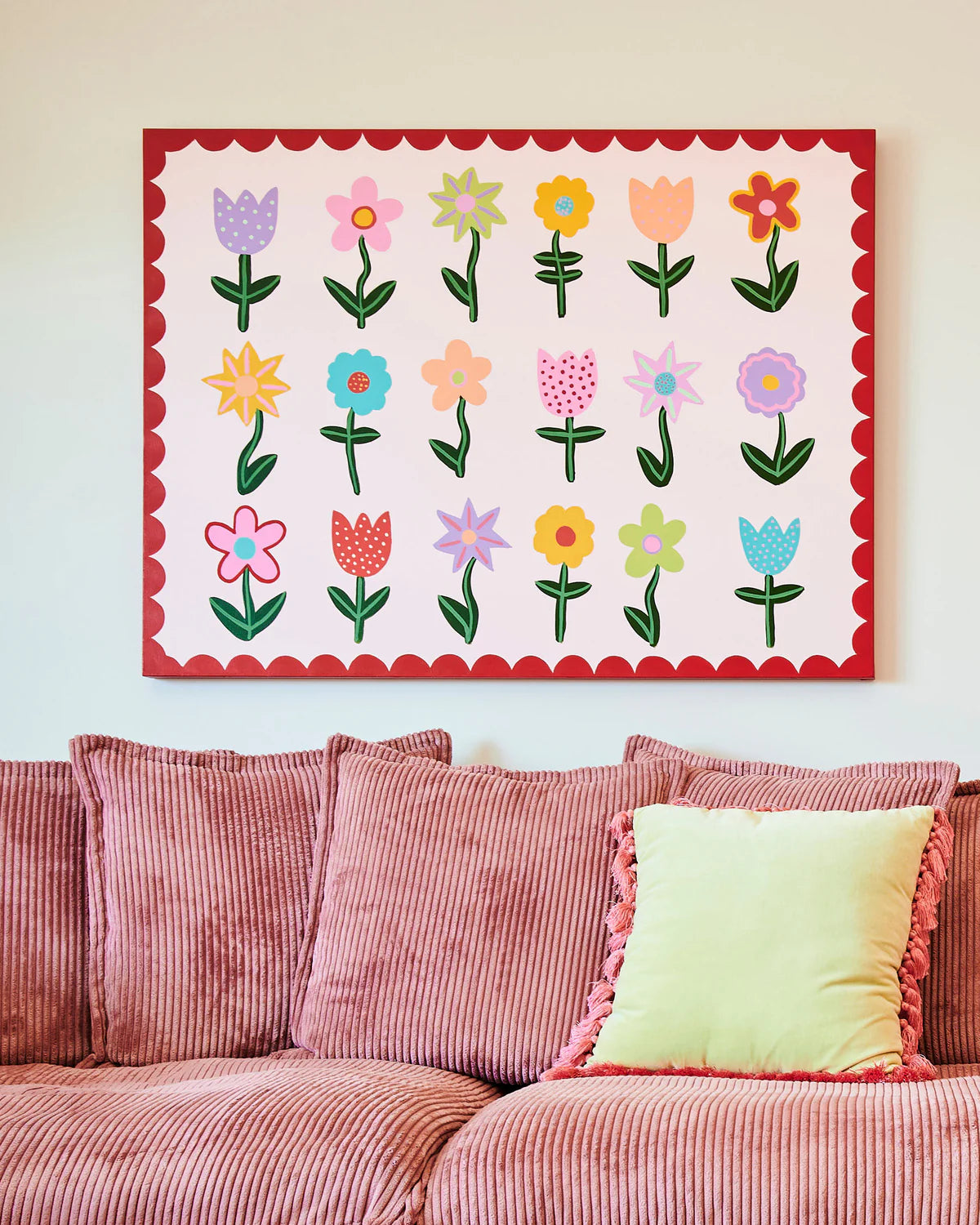 KIP & CO : Velvet Tassel Cushion - Aloe