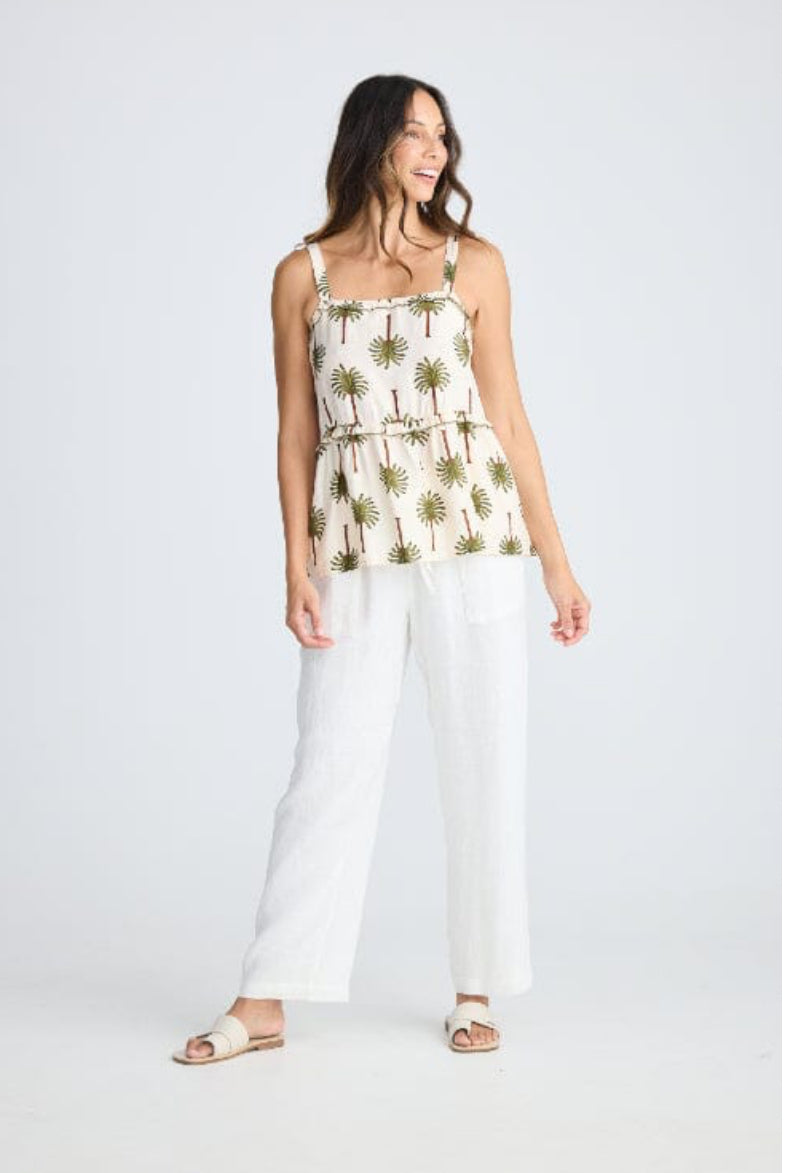 HOLIDAY - Alita Top - Ivory Palm Print
