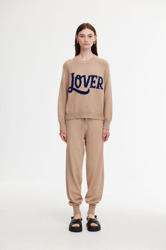 KINNEY : Stone w/ Navy “Lover” Stitching - Knit