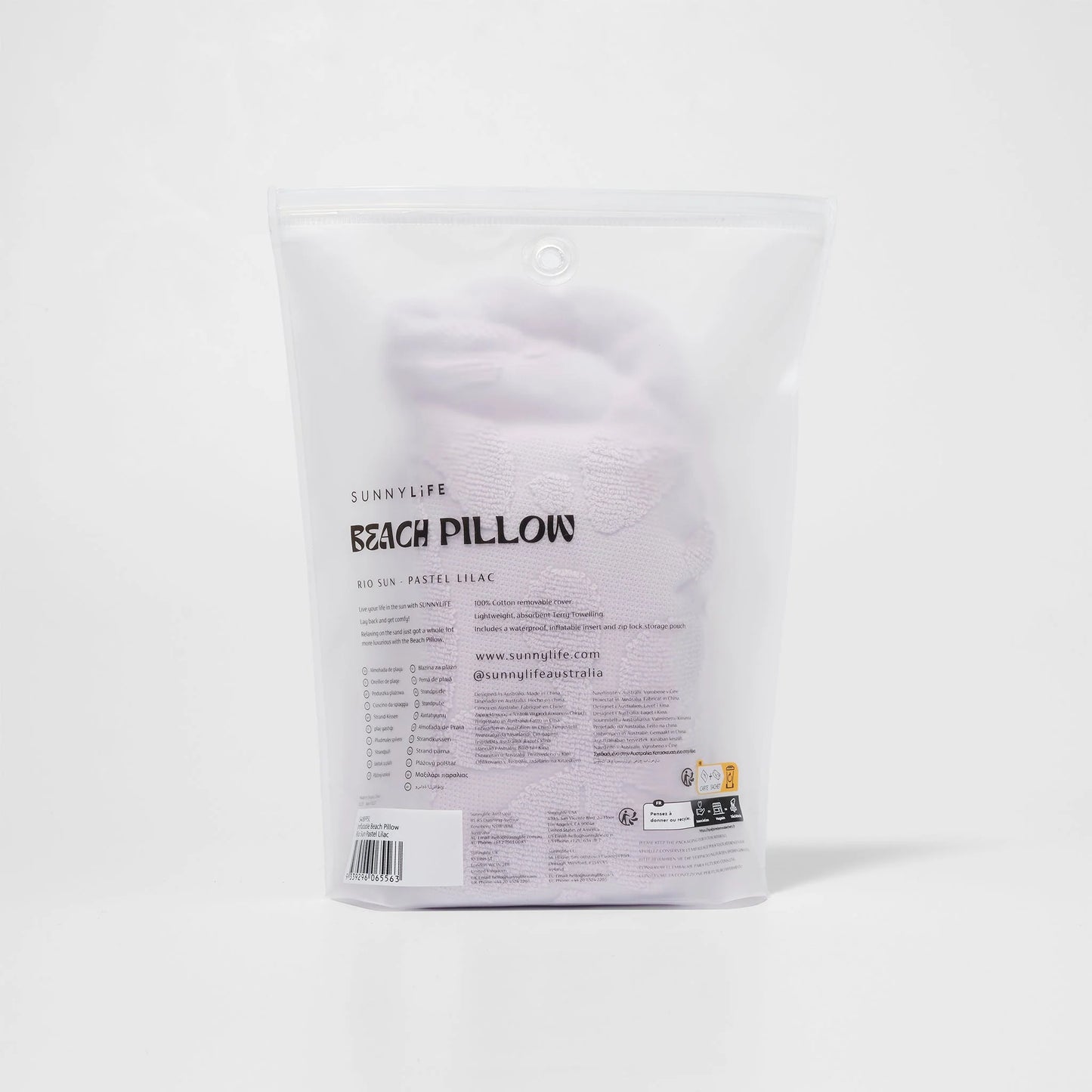 SUNNYLIFE : Inflatable Beach Pillow - Rio Sun Pastel Lilac