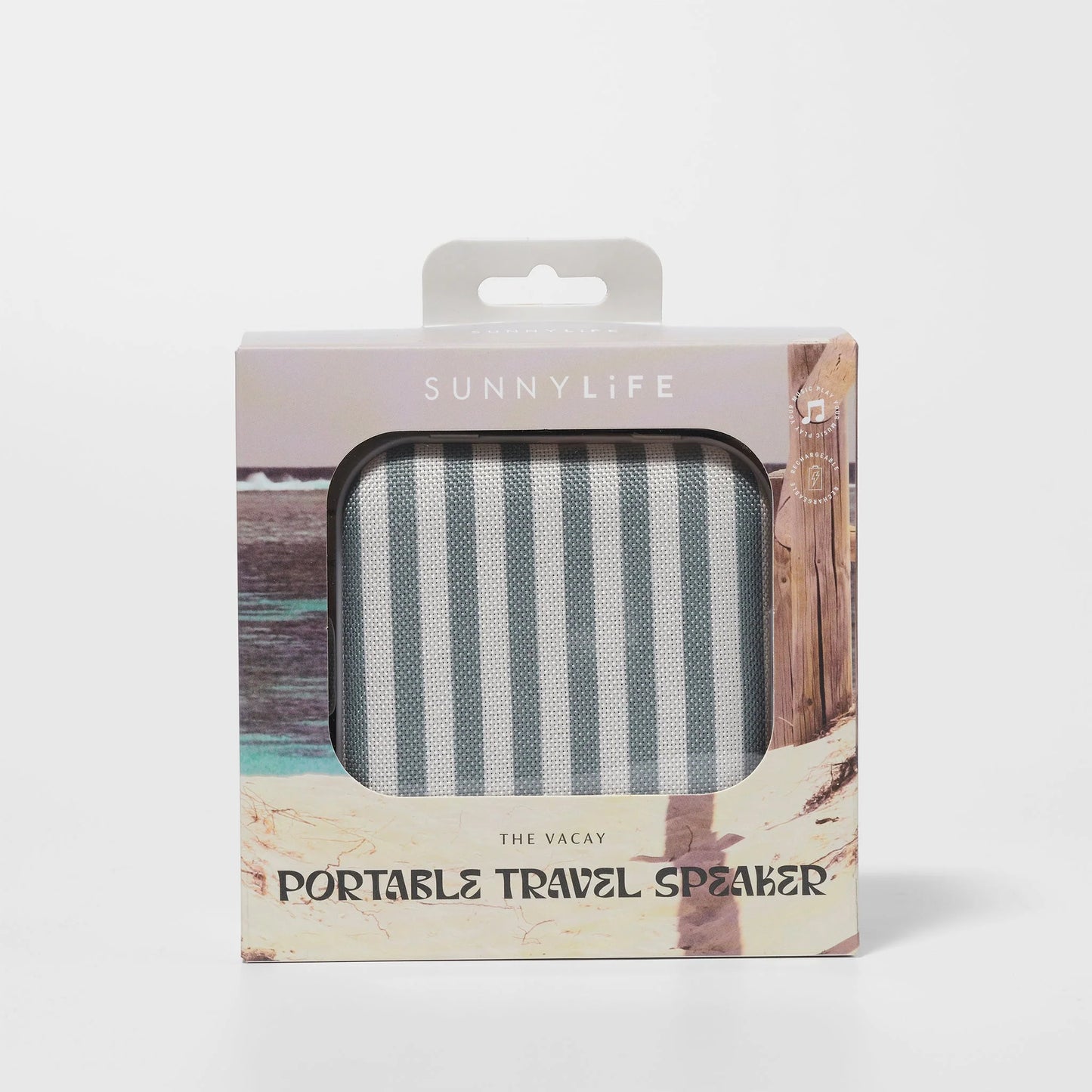 SUNNYLIFE : Portable Travel Speaker - The Vacay Olive Stripe