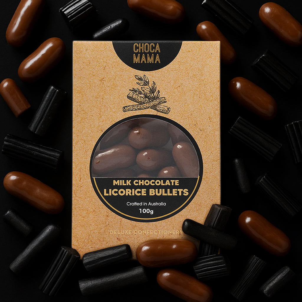 CHOCAMAMA : Milk Chocolate Licorice Bullets