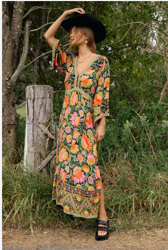 NINE LIVES BAZAAR - Empire Maxi Dress - Fiesta