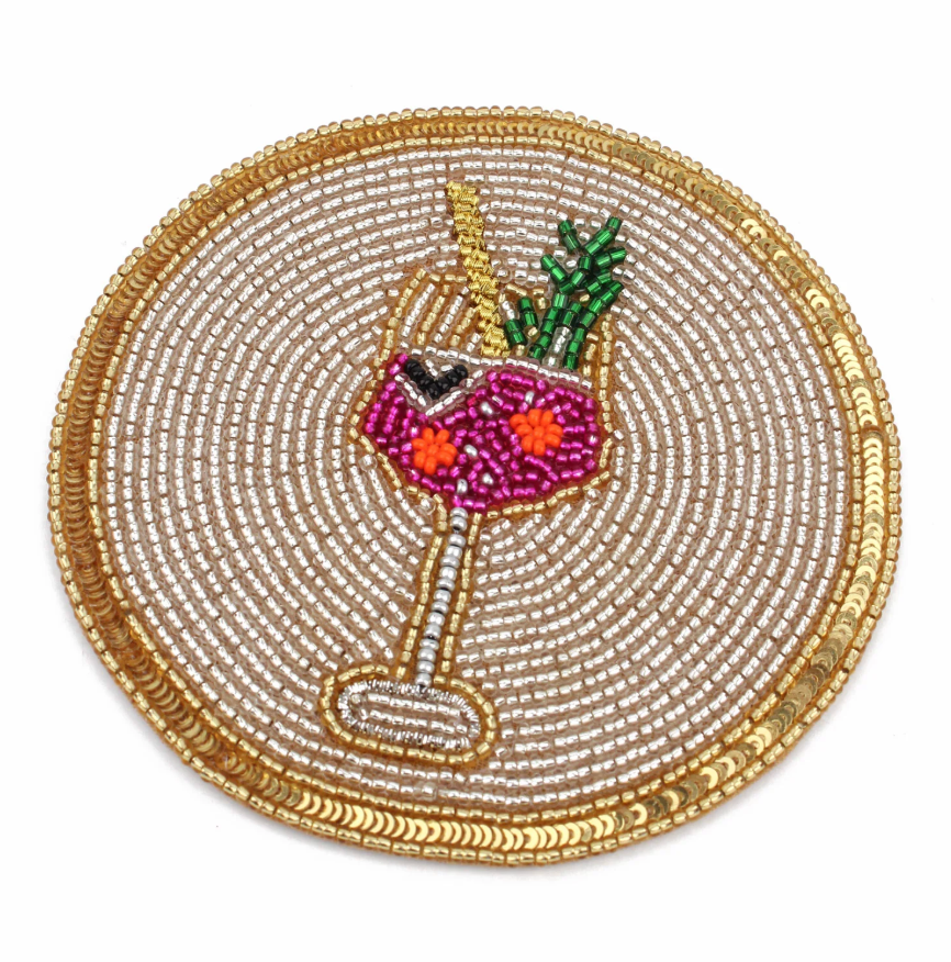 MY DORIS - SILVER PINK FIZZ COCKTAIL COASTER