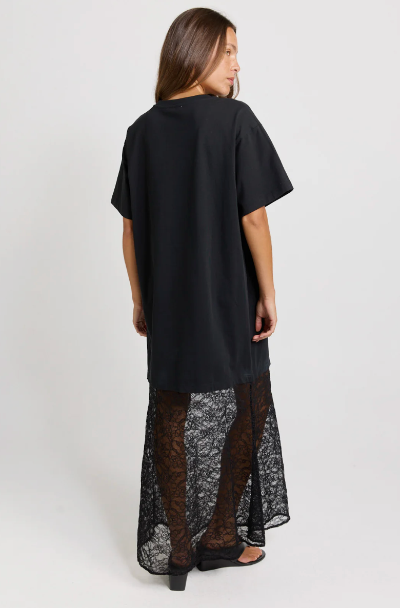 SASS - Sim Lace Hem Tee Dress - Black