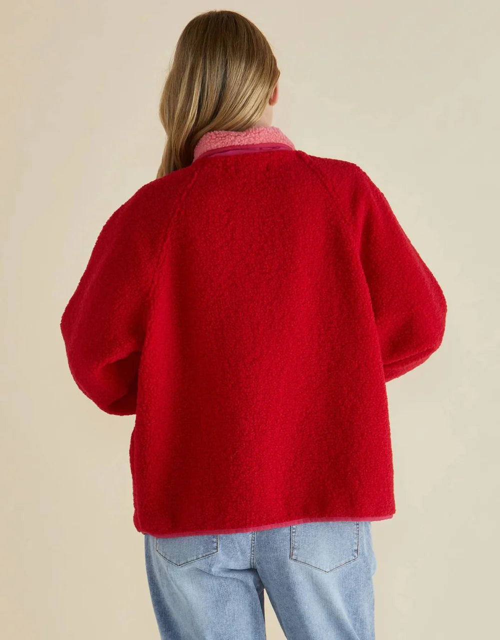 BETTY BASICS : Franklin Fleece Pink/Red - Jacket