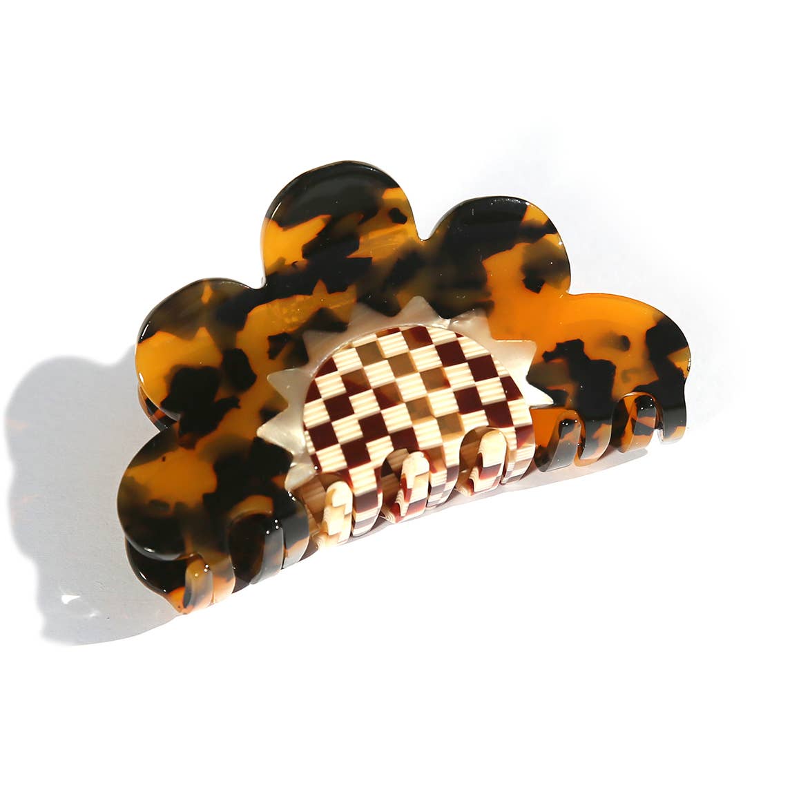 KINGSTON: Check Flower Claw - Hair Clip