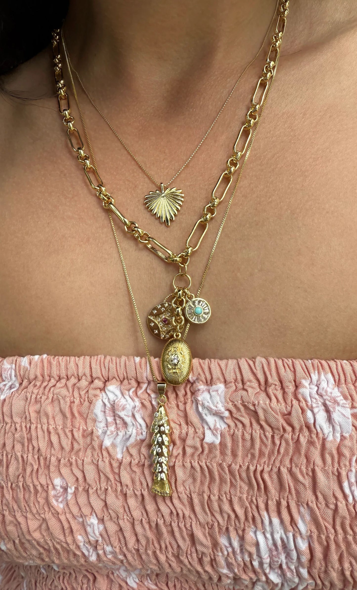 TUNIK - Vintage Charm Necklace 2.0 – 24K Gold Fill with Turquoise & Zirconia Charms