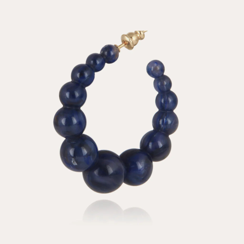 GAS BIJOUX : Creole Andy Acetate Blue Bead - Earrings