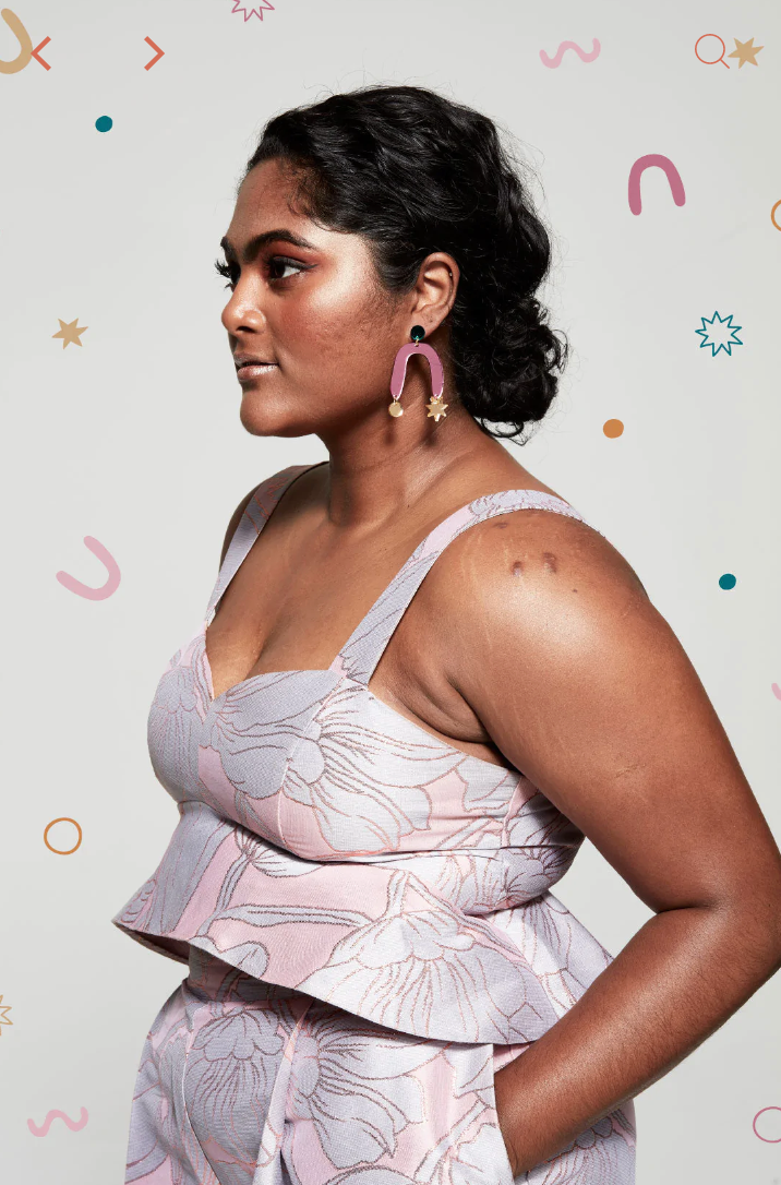 EMELDO : Sophie Earrings - Pink, Teal & Gold