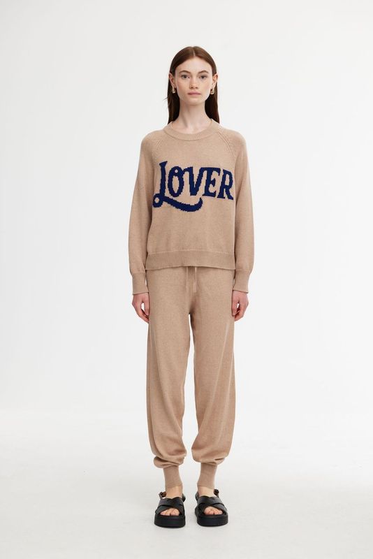 KINNEY : Stone w/ Navy “Lover” Stitching - Knit