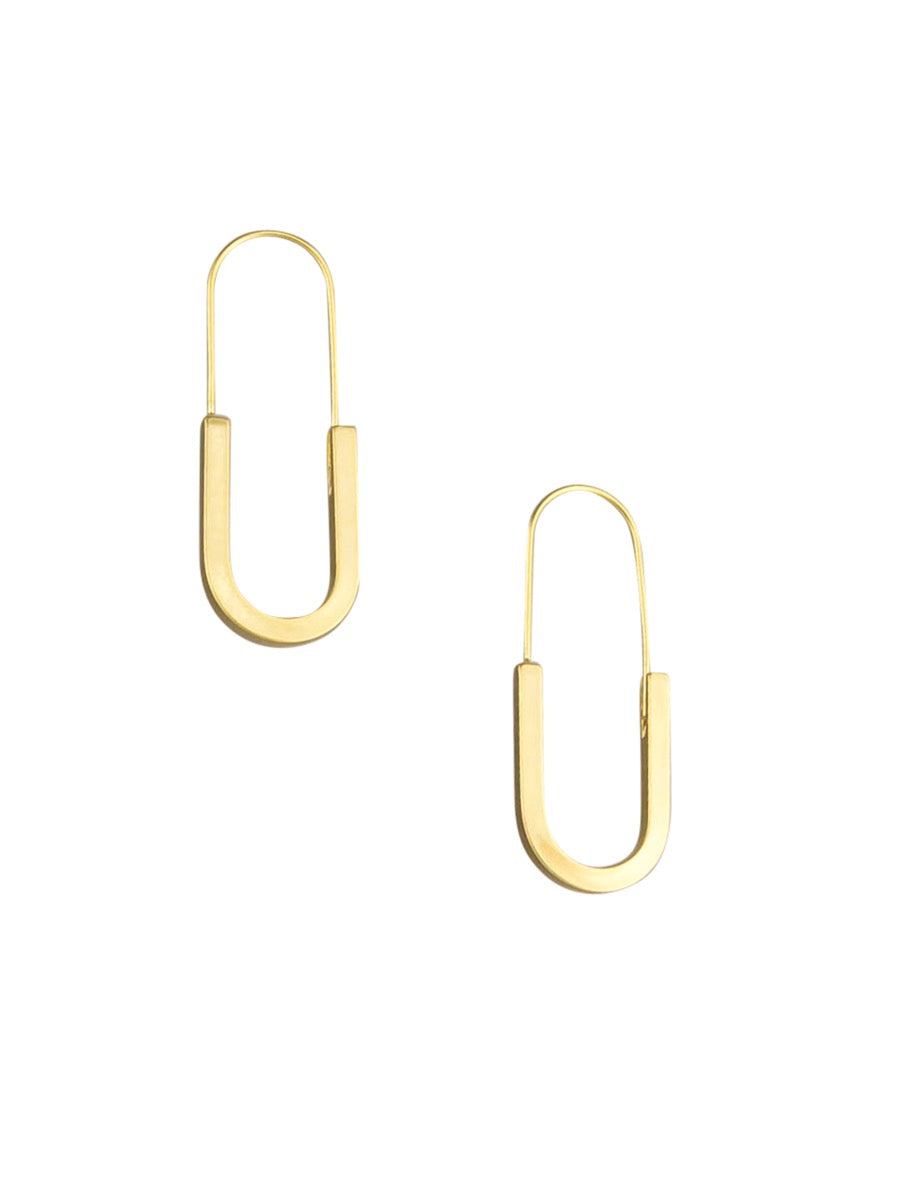 TIGER TREE: Gold U-Turn Paper Clip Hoop - Earrings