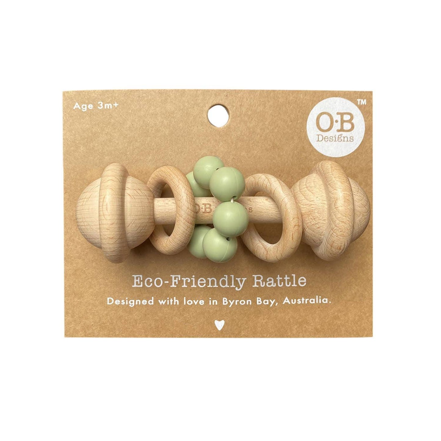 OB DESIGNS : Mint Wooden Rattle