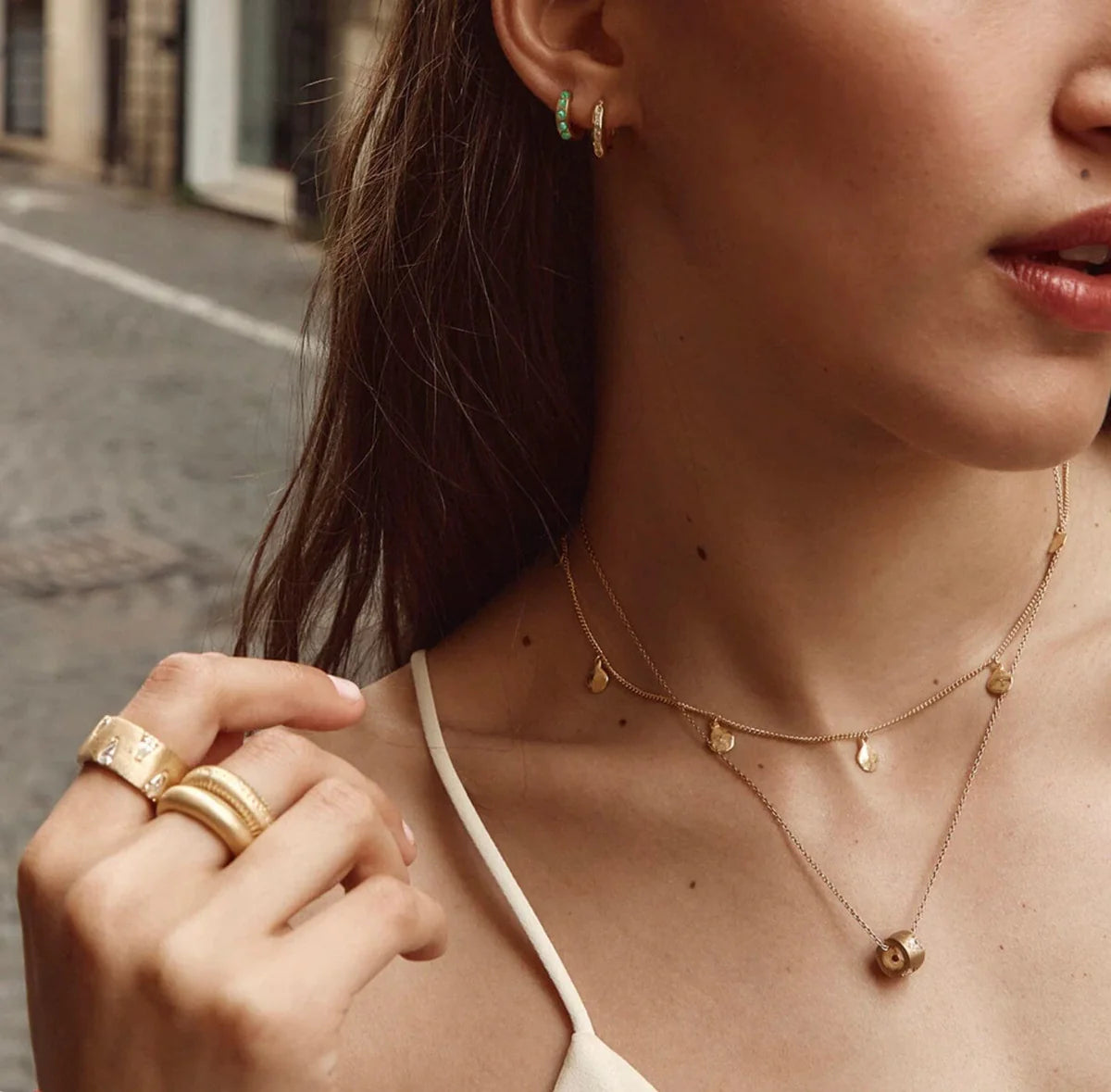 FAIRLEY : Bubble Pave Midi Hoops