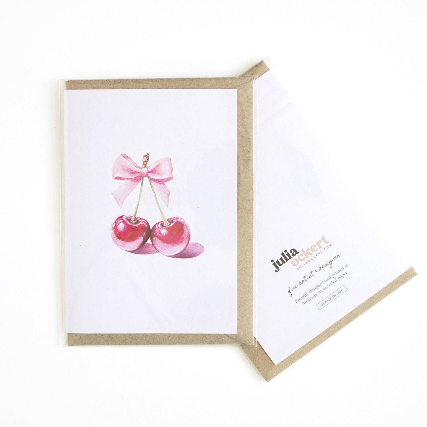 GREETING CARD : Julia Ockert - Demure Cherries - Greeting Card