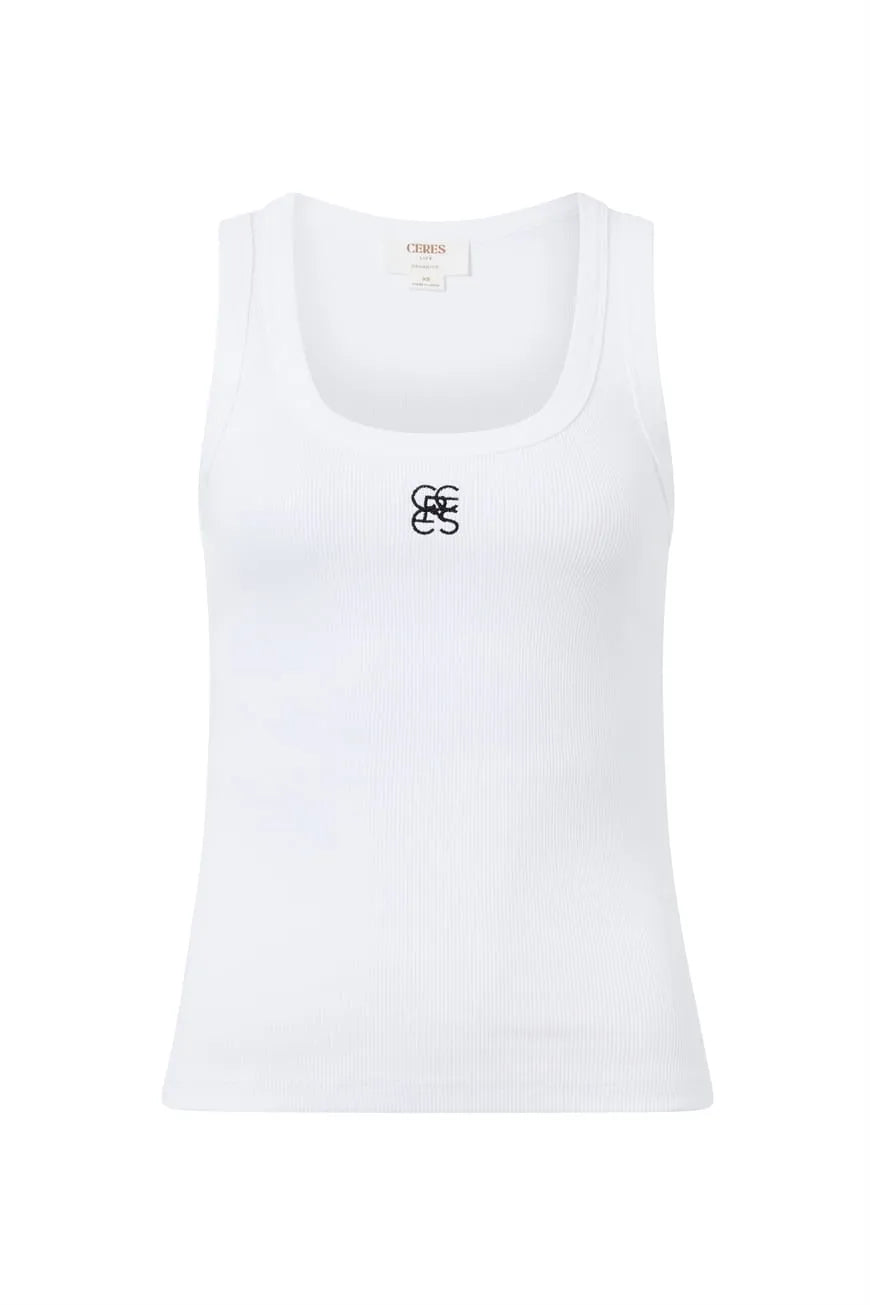 CERES LIFE : Contour Rib Scoop Monogram Embroidary - Tank