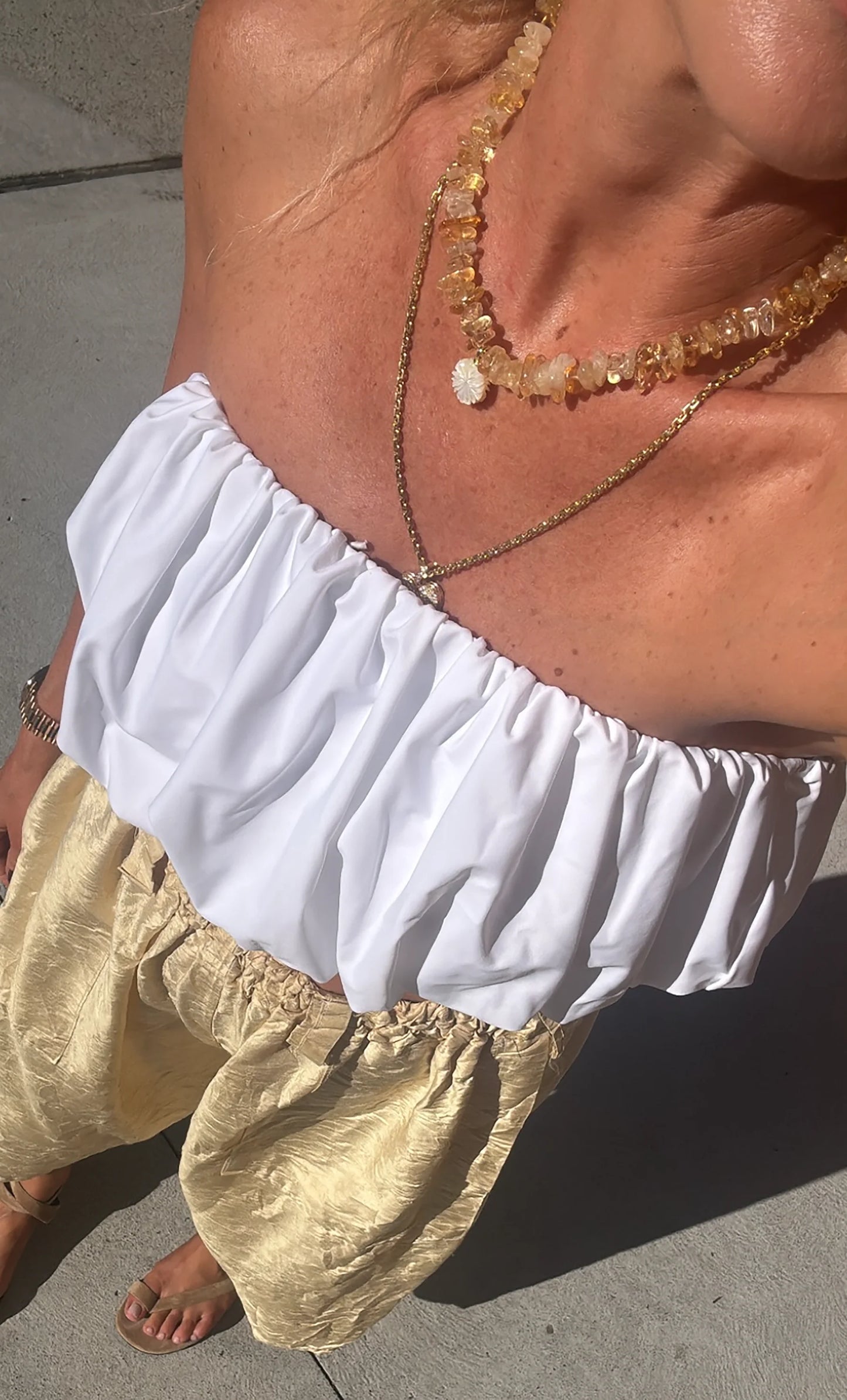 TUNIK - Desert Bloom Yellow Citrine Stone Handmade Necklace with Flower Carved Pendant