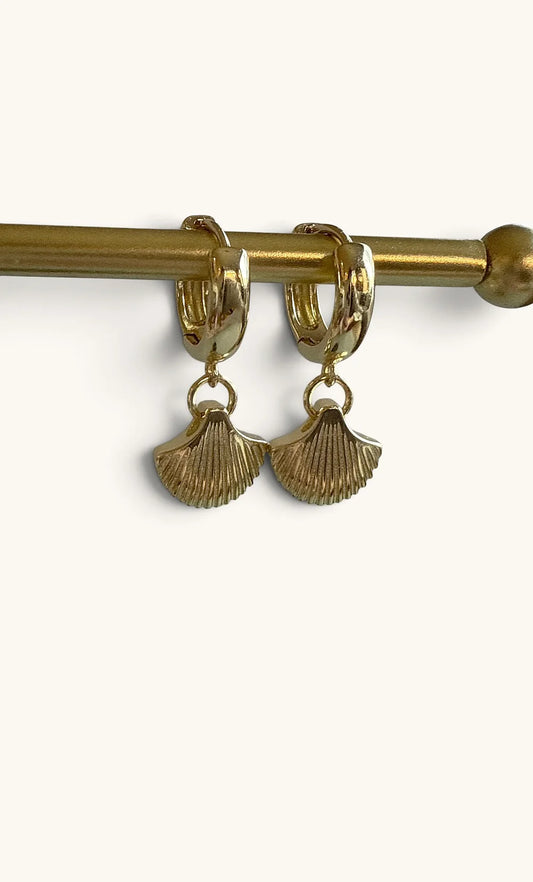 TUNIK :  Shell Form 24K Gold Fill - Huggie Earrings