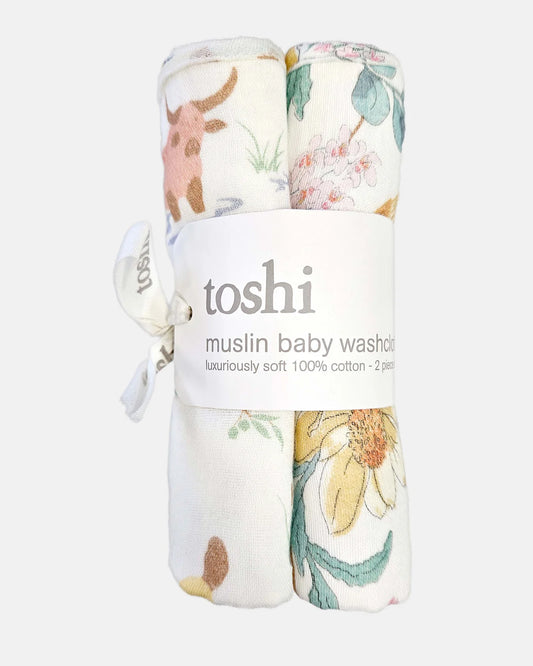 TOSHI : Waratah Dawn - 2 Piece Muslin Washcloth Set