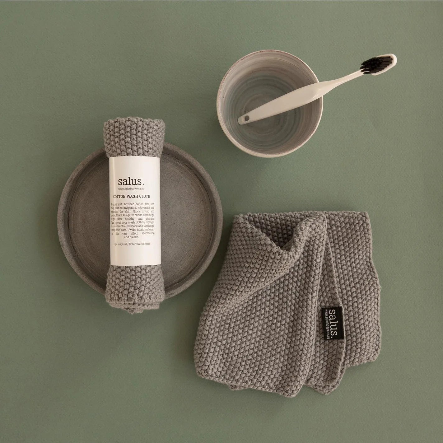 SALUS : Cotton Wash Cloth - Grey