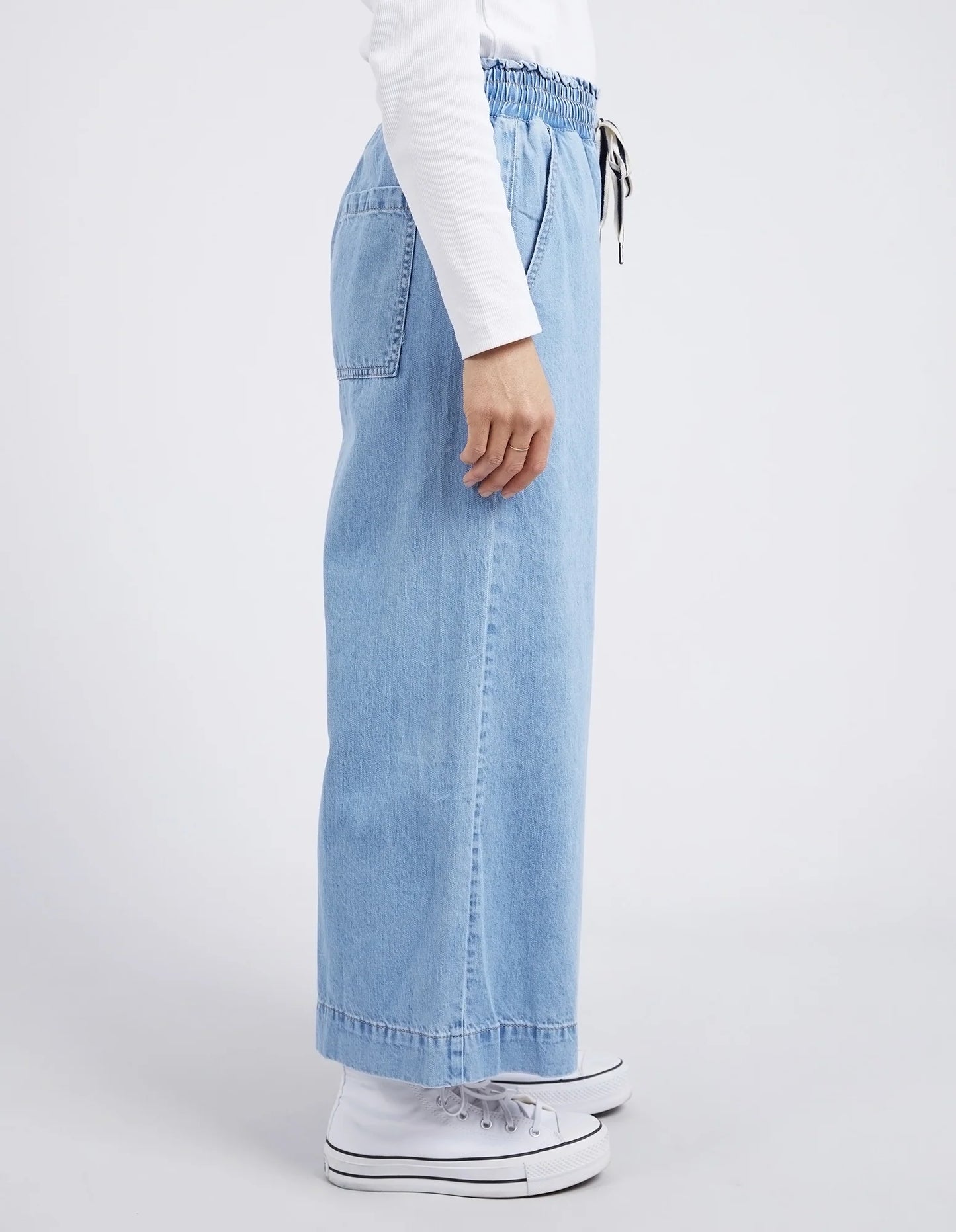 ELM : Greta Wide Leg Pant - Mid Blue Denim