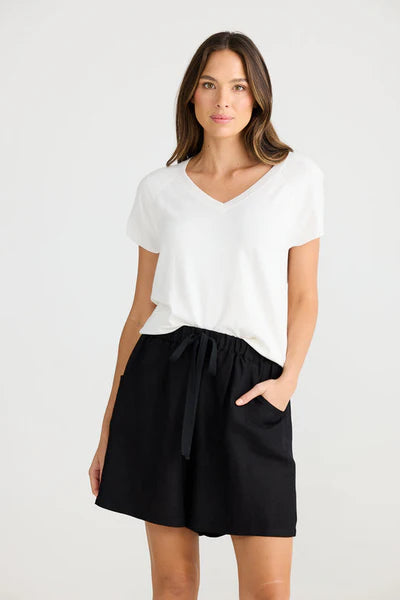 THE SHANTY CORP : Black Linen Blend Miami - Short