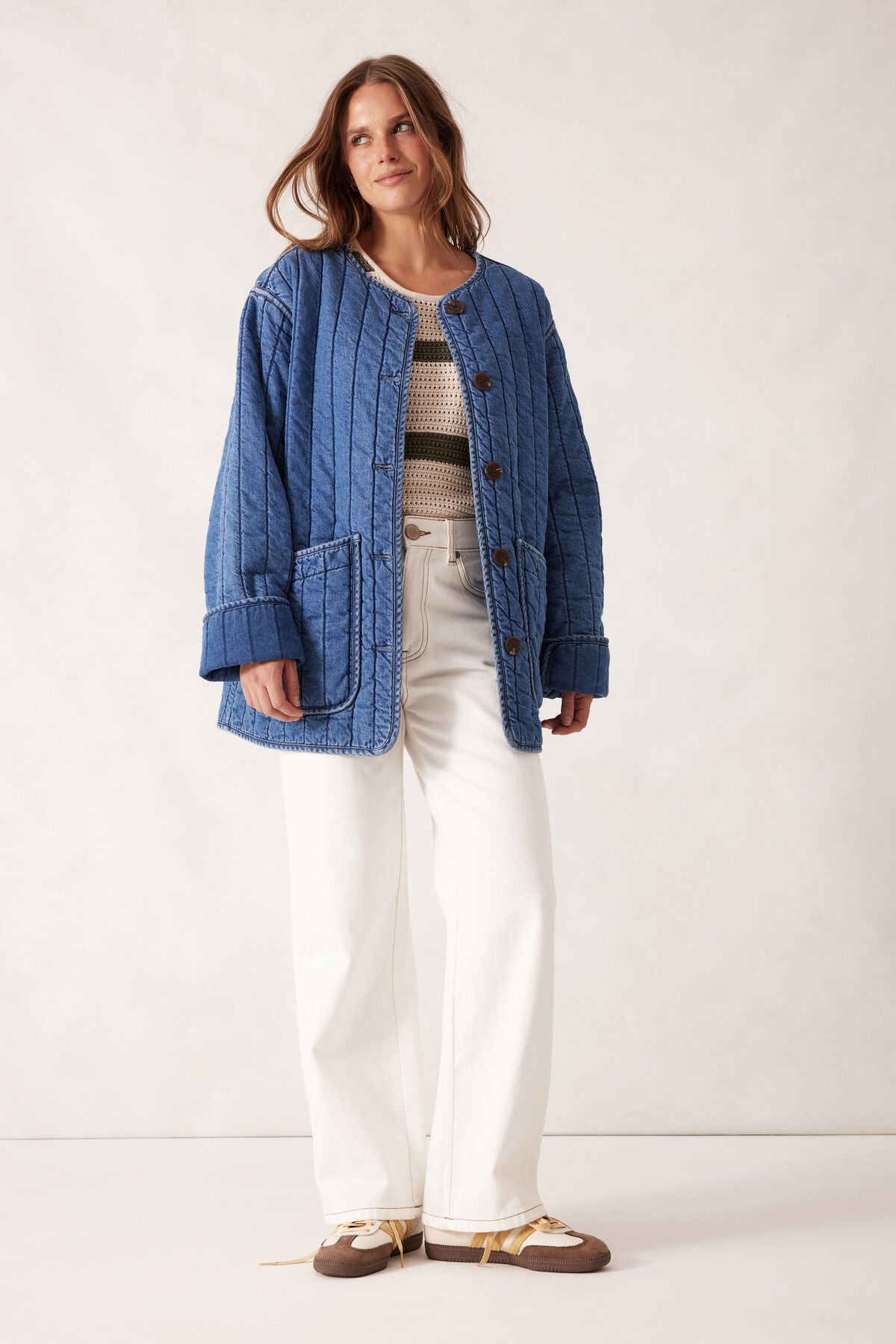CERES LIFE : Comfy Quilted Jacket - Fresh Indigo