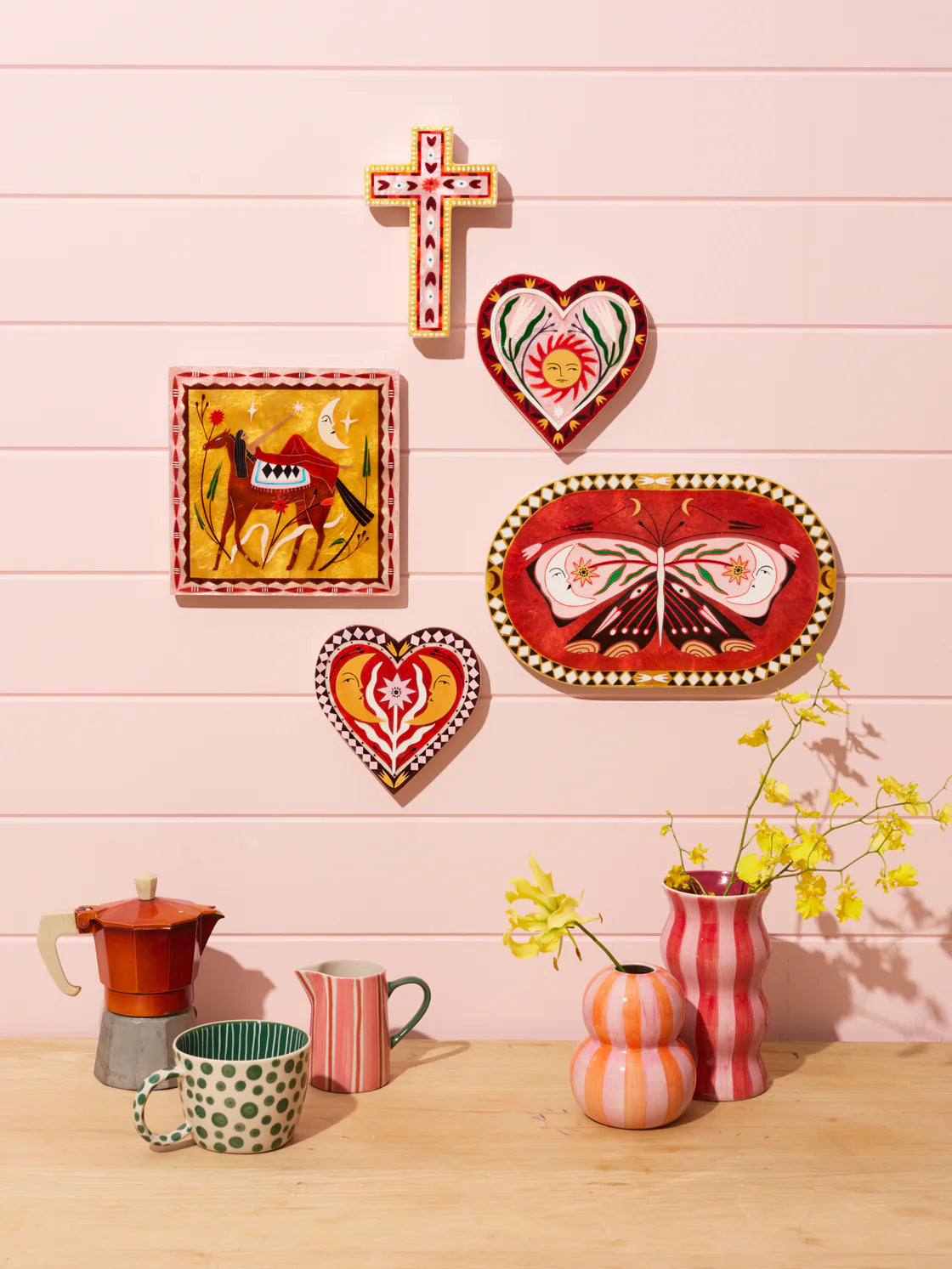 JONES & CO : Fable Pink Small Cross - Wall Art