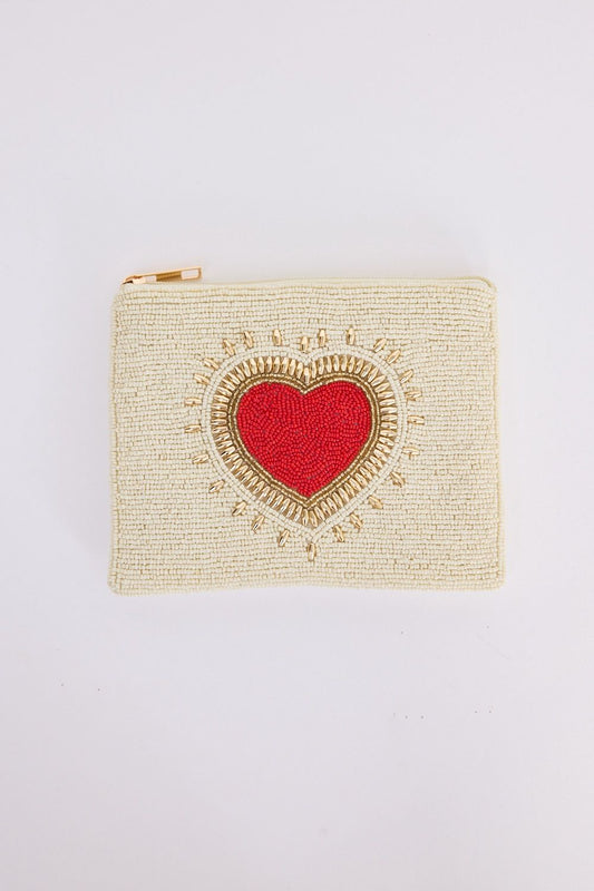 HOLIDAY LIFE : Royal Heart Crème  Beaded - Clutch