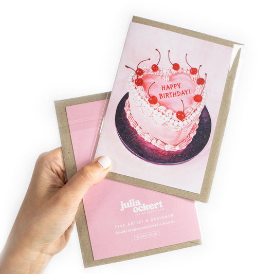 GREETING CARD : Julia Ockert - Pink Princess BDAY Cake - Greeting Card