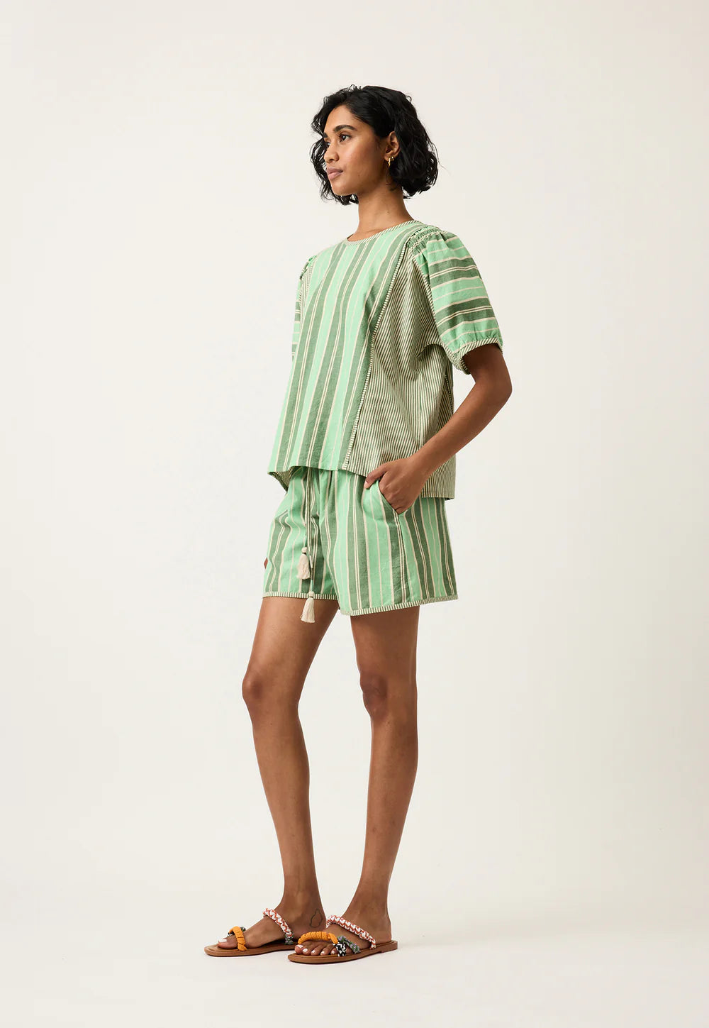 NANCYBIRD : Jolene Green Stripe - Top