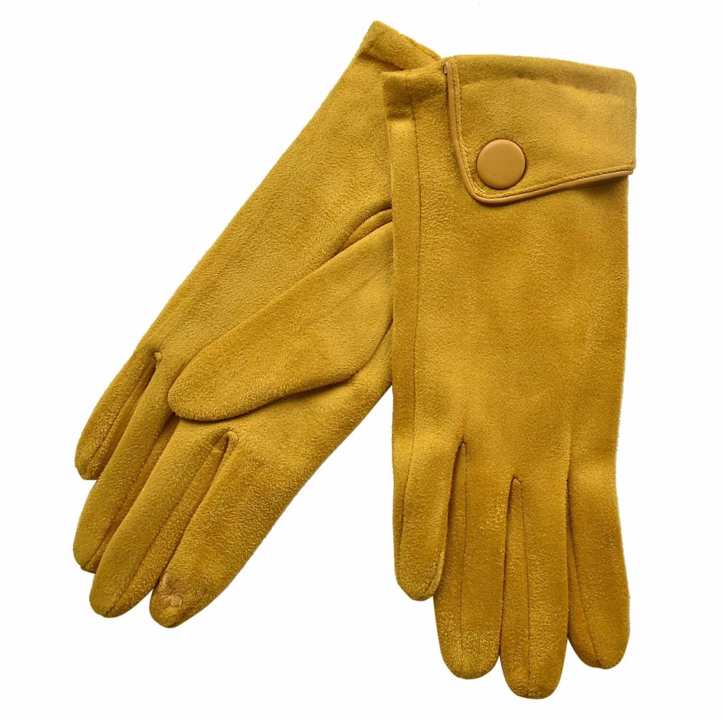TAYLOR HILL :  Mustard Big Button Cuffed - Gloves