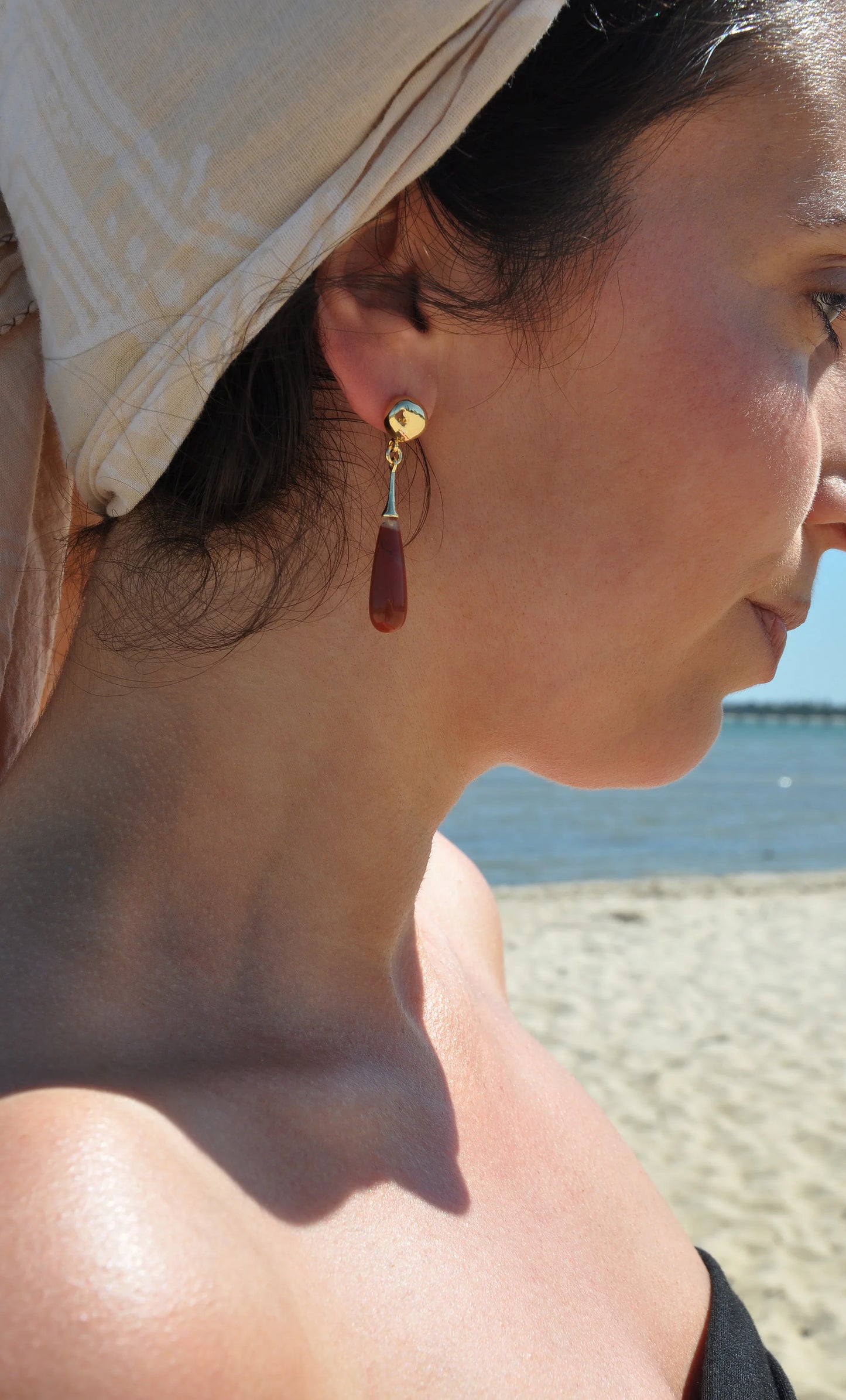 TUNIK : Wanderlight Carnelian Precious Stone Drop - Earrings